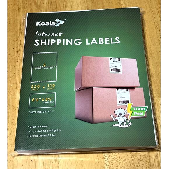 220-4400 Shipping Labels Half sheet Self Adhesive 2 Per Sheet Size 8.5x 5.5 New - Picture 1 of 5